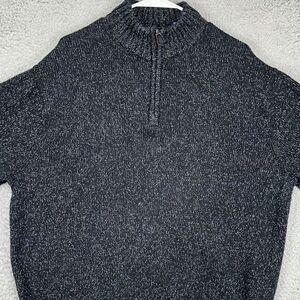 Chaps Pullover Sweater Adult XL Black Quarter Zip Knit Mock Neck Long Sleeve Men
